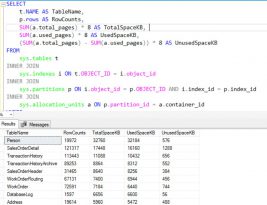 چگونه سایز جداول یک دیتابیس را در sql server بدست آوریم؟