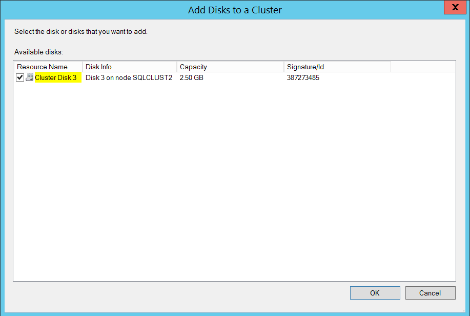 add disk to sql server failover cluster