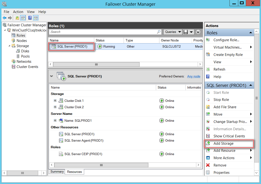 add disk to sql server failover cluster